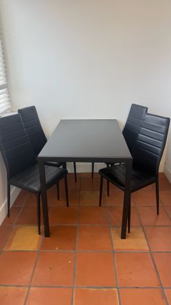 Glass Table & faux leather chairs