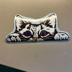 Cute Peaking Kitty Sticker Halographic Eyes