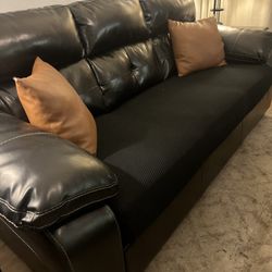 Black Faux Leather Couch 