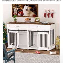 63 Inch Dog Crate Furniture with Removable Divider, 2-in-1 Indoor Dog Kennel