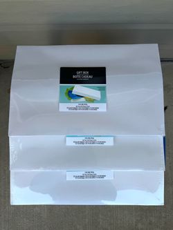 3 new unopened white folding gift boxes
