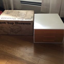 Vintage Alpha Top Drawers contains one set of three drawers in original box. Plastic 9 1/2 x 11 1/2
