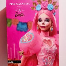 2023 Designer Premium Dia De Los Muertos Barbie Pink Magnolia Mexico Mexican Fashion Halloween