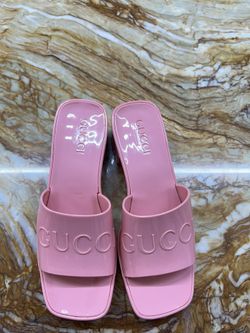 Pink Rubber Black Heel Sandals 36/37