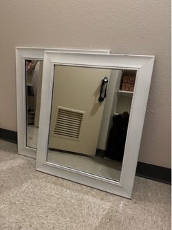 White Framed Wall Mirrors - 23" × 28" (Pair) (OBO)