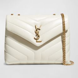 YSL Saint Laurent Loulou small leather shoulder bag Cream