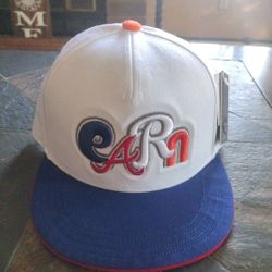 New Flat Fitty Snapback Cap W/Logo "EARN" Blue/ White