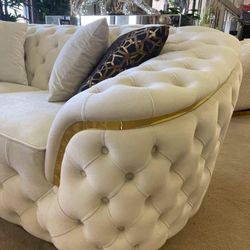 White Velvet Luppino Sofa Set 