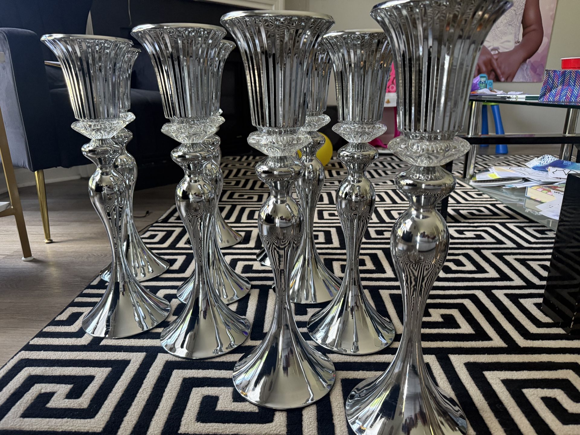 10 Silver Trumpet Vases