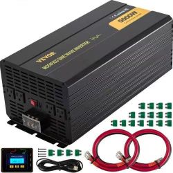 Power Inverter, 5000W Modified Sine Wave Inverter, DC 12V to AC 120V Car Converter, with LCD Remote Controller, LED Indicator, AC Outlets Inverter for
