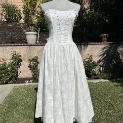 Vintage White Scott McClintock Dress - White Lace Corset Style Gunne Sax-
