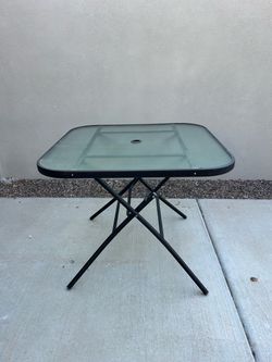 Outdoor Folding Glass Top Patio Table