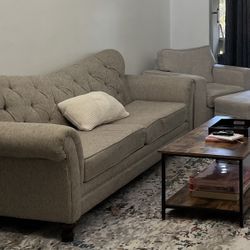 Grey Couch & Cushion Chair Ottoman 