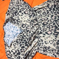 Animal Print Long Sleeve Dress: 