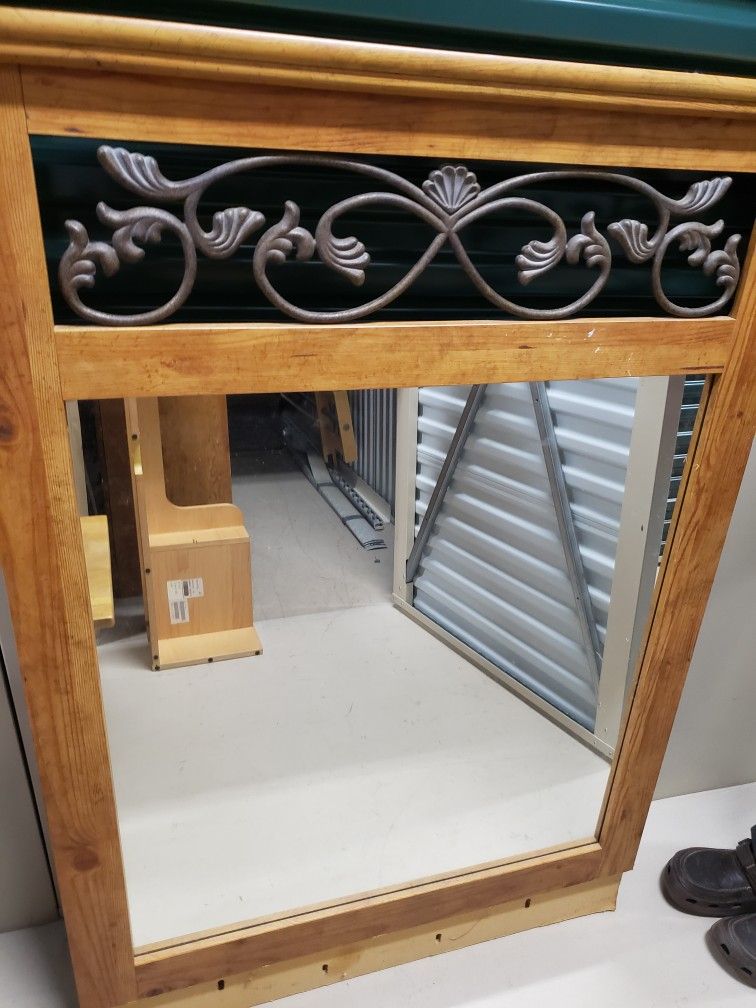 Dresser Mirror. Real Wood. Real Metal