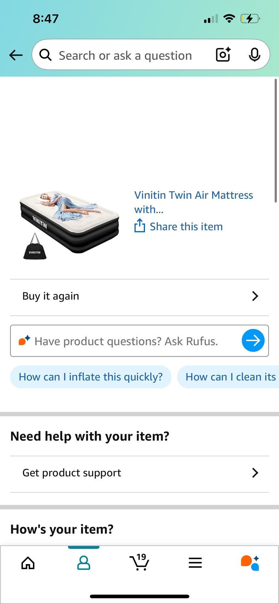 Twin Air Mattress In Bag Like New