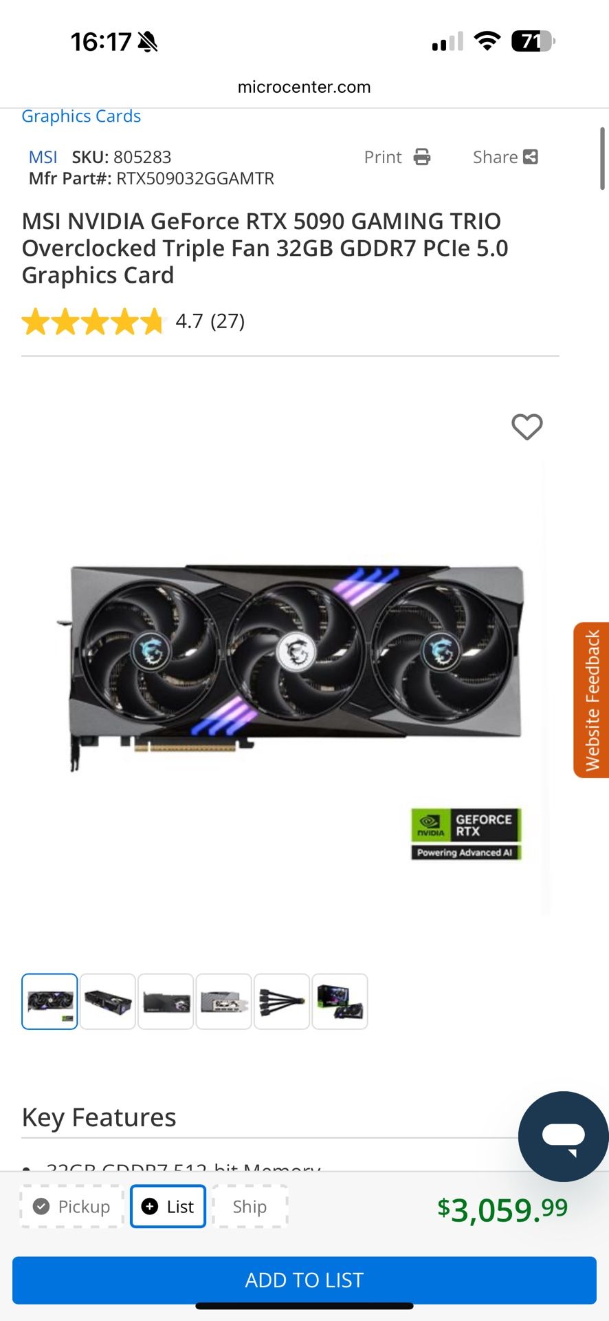 5090 MSI OC game trio