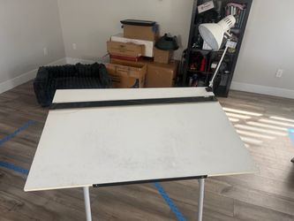 Drafting Table with Parallel Rule and lamp