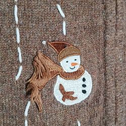  XL Women's Wool-blend Holiday Christmas Embroidered Snowmen Zip Sweater vest  
