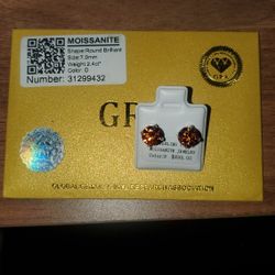 2.4ct Orange Moissanite Diamond Earrings.