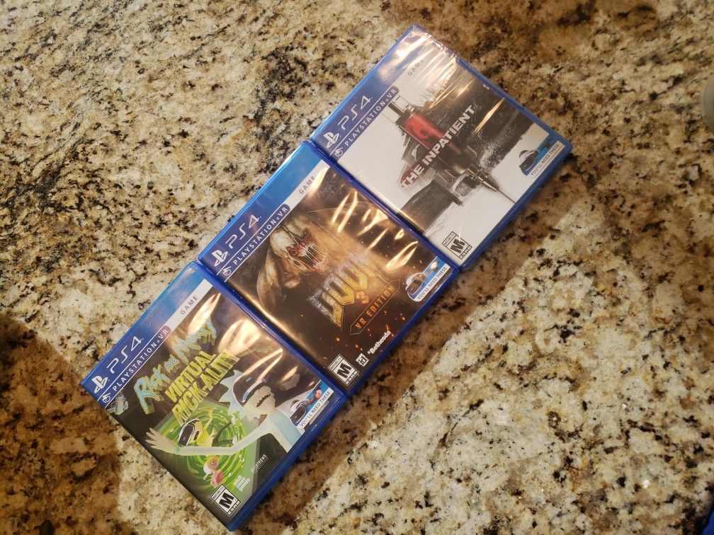 3 x VR PS4 PS5 PLAYSTATION GAMES NEW SEALED INPATIENT, DOOM 3 , RICK AND MORTY