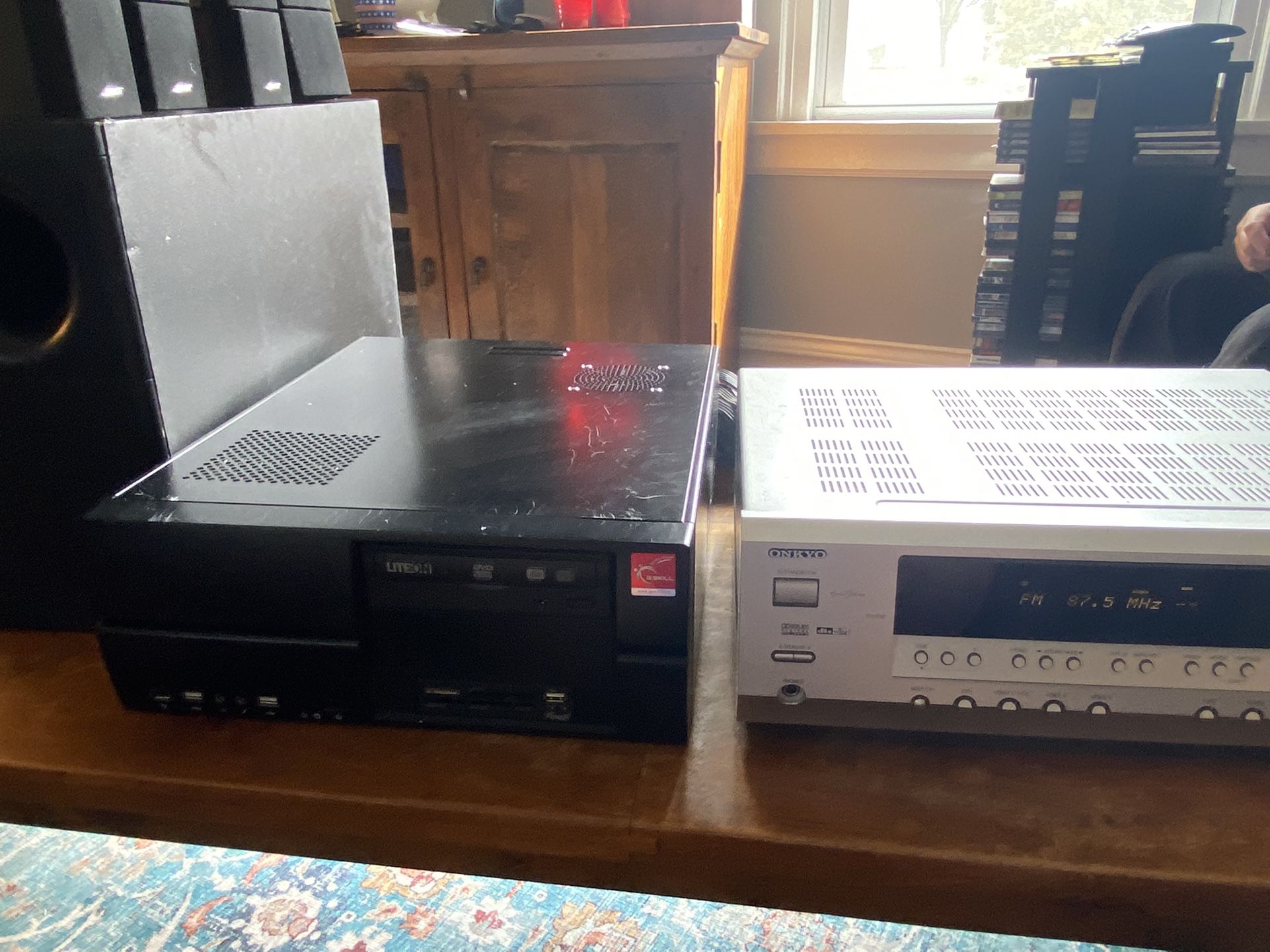 Stereo equipment Bose speakers subwoofer DVD player and CD player
