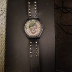 Ed Hardy Large Black/ Silver Skull Watch Unisex