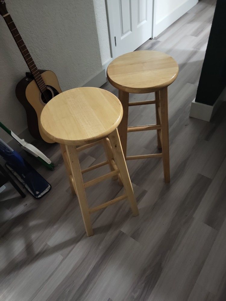 Wooden Bar Stools Set Of 2 