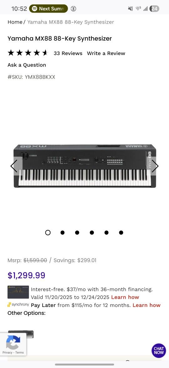 Yamaha Weighted Piano Keyboard Synthesizer