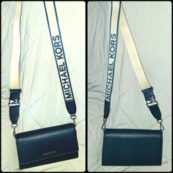 NEW Michael Kors Jet Set Leather Crossbody Bag Clutch NAVY