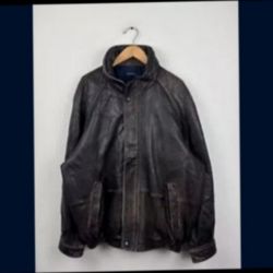 VINTAGE 1990s NAUTICA SOFT BLACK LEATHER JACKET SIZE LARGE / MEN'S 38 