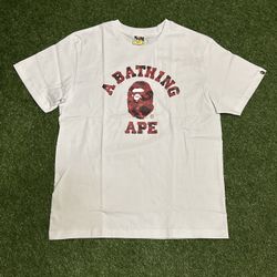 Small Red On White Small Bape Head Tee