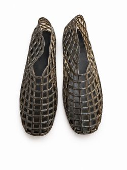 Metallic Cage Flat Loafers