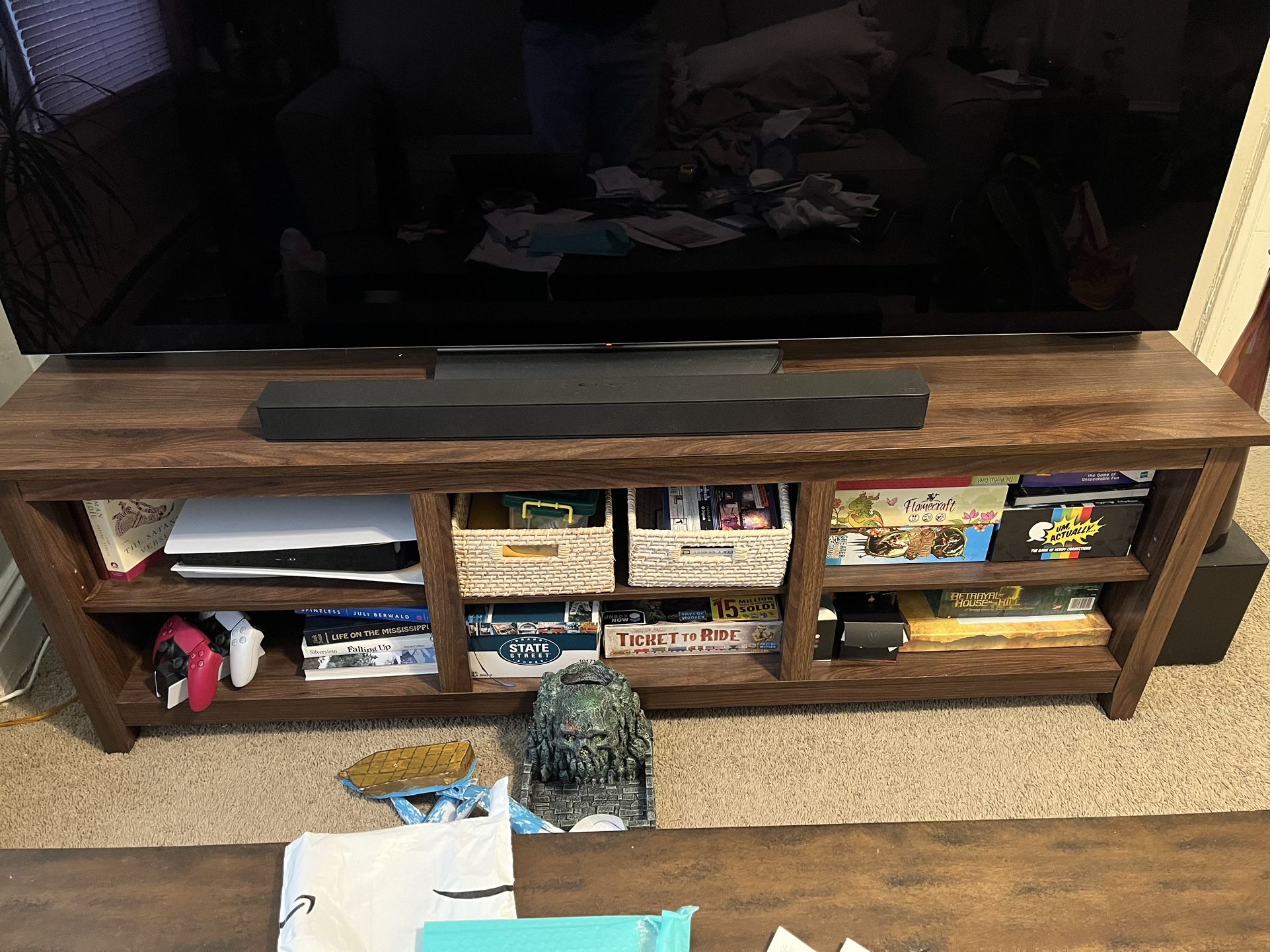 Walnut Open Storage Tv Stand