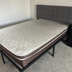Queen bed frame and mattress