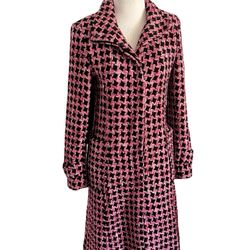 Marciano Coat Pink Black Wool Blend Tweed Fits Women’s XS Jacket Overcoat