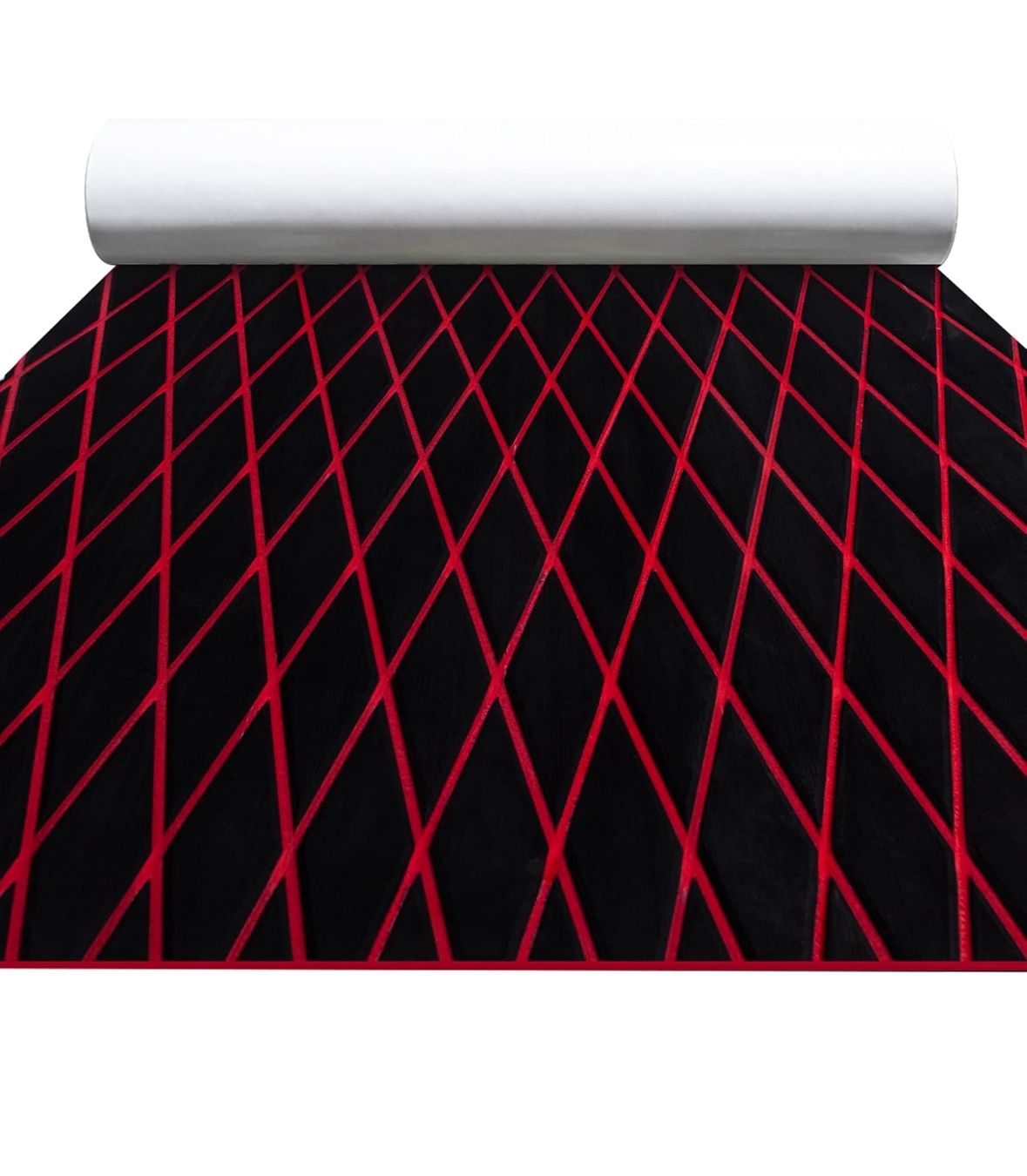 Boat Flooring 94.5''x 47.2'', Black with Red Lines