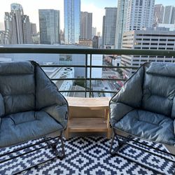 2 Mac Sports Diamond Rocker Chairs, Steel Blue - With Covering