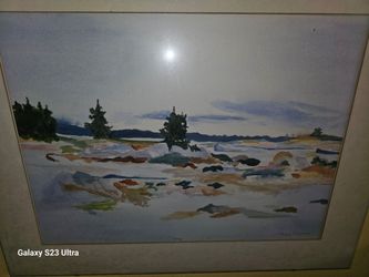 Framed Watercolor Landscape Painting Signed