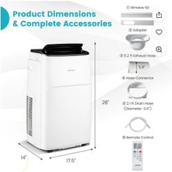 Costway 13,000 BTU Portable Air Conditioner with Cool, Fan, Heat & Dehumidifier