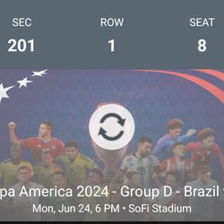 5 tickets to Brazil v. Costa Rica - Copa America 2024 at Sofi Stadium on Monday 6/24 6pm