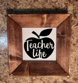 Teacher appreciation gifts wood frame wall sign decor