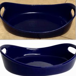 Rachel Ray Large Oval Blue Casserole Baking Dish with Handles-Stoneware 4 Qt-NEW-77064 zip-code $10