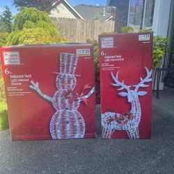 Indoor/outdoor Snowman And Reindeer Decor 