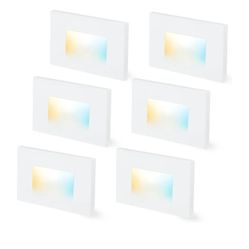 0848: New 6pk Dimmable Upgraded 3 Color 120V LED Indoor Outdoor Step Lights,3000K/ 4000K/ 5000K 3W 100lm,Stair Light, White, 6 Pack
