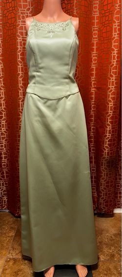 Vintage Y2K Dave & Johnny Laura Ryner Sage Green Satin Top Skirt Set Size 7-8
