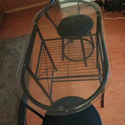 Kitchen Glass Table With Two Chairs