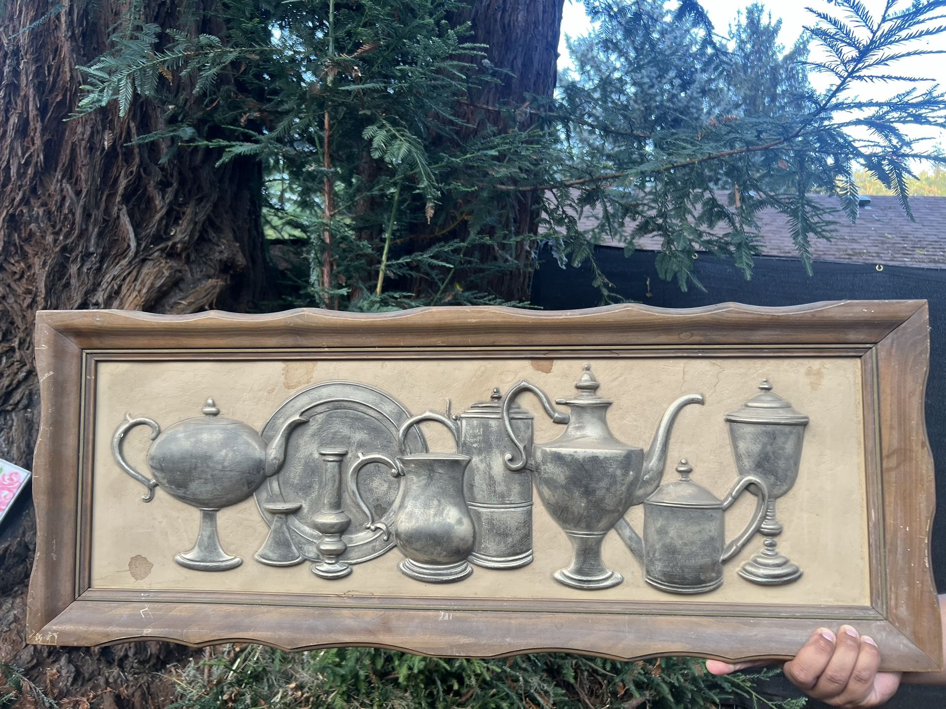 Beautiful Vintage SILVER/PEWTER-Look Pieces SCULPTURAL Art Wall Decor 3-D Relief Wall ART