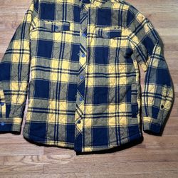 George Men's Lined Diamond Quilted Flannel Shirt Jacket Pockets Small (34-36)