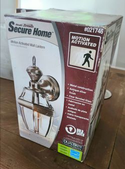 NIB Heath Zenith Secure Home Motion Activated Outdoor Wall Lantern - Antique Silver